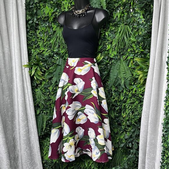 ELEGANT FLOWY Skirt Women Medium Floral‎ Midi A Line Retro Styled 2710 - Picture 1 of 8
